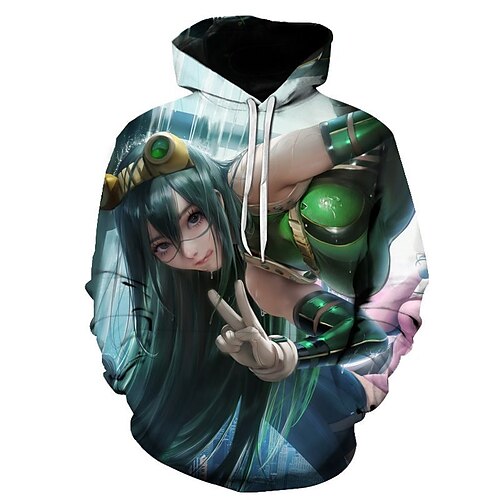 

Inspired by My Hero Academia Asui Tsuyu Hoodie Cartoon Manga Anime Front Pocket Graphic Hoodie For Men's Women's Unisex Adults' 3D Print 100% Polyester Casual Daily