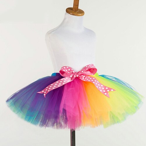 

Kids Girls' Skirt Rainbow Adorable Performance 7-13 Years Spring Rainbow