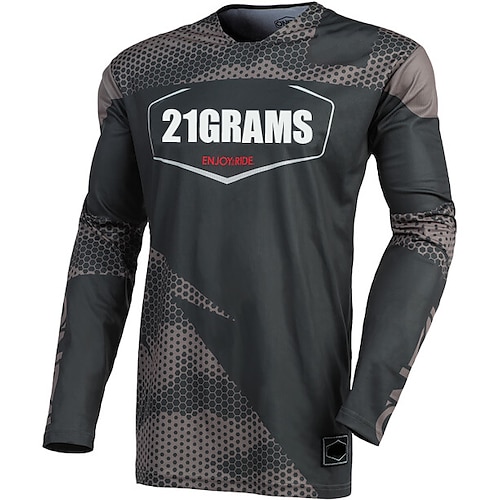 

21Grams Men's Downhill Jersey Long Sleeve Mountain Bike MTB Road Bike Cycling Dark Grey Green Bike Breathable Quick Dry Moisture Wicking Polyester Spandex Sports Honeycomb Clothing Apparel