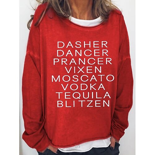 

Women's Sweatshirt Basic Gray Graphic Casual Round Neck Long Sleeve