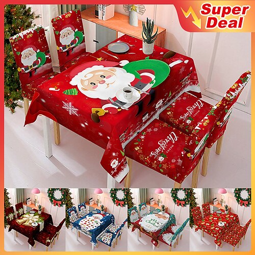 

Christmas Tablecloth Chair Cover Decoration Elastic One-piece Chair Cover Absorbent Tablecloth