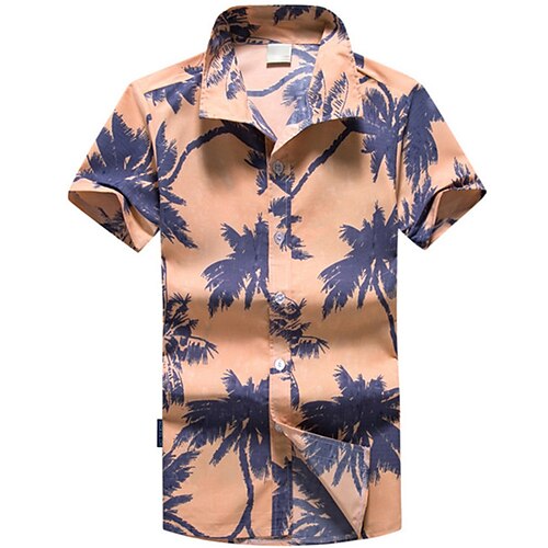 

Men's Summer Hawaiian Shirt Graphic Coconut Tree Turndown Orange Outdoor Casual Short Sleeve Print Clothing Apparel Hawaiian Beach