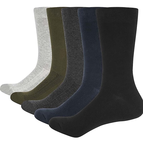 

Men's 5 Pairs Socks CompressionSocks Crew Socks Fashion Comfort Cotton Solid Colored Casual Daily Sports Medium Spring, Fall, Winter, Summer Black Multi color