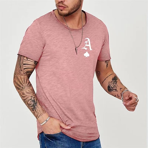 

Homme T shirt Tee chemise fraîche Poker Col Ras du Cou Print Extérieur Plein Air Manche Courte Imprimer Vêtement Tenue Sportif Design Décontractées Grand et grand