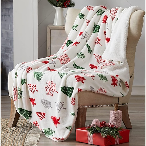 

Christmas Throw Blanket Velvet Touch Ultra Plush Elegant Comfort Christmas Tree Nordic Holiday Printed Fleece