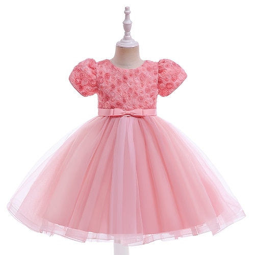 

Bambino Da ragazza Vestito da festa Tinta unica Vestito da festa Vestito Occasioni speciali Girocollo Manica corta Elegante Vestito 3-8 anni Primavera Rosa