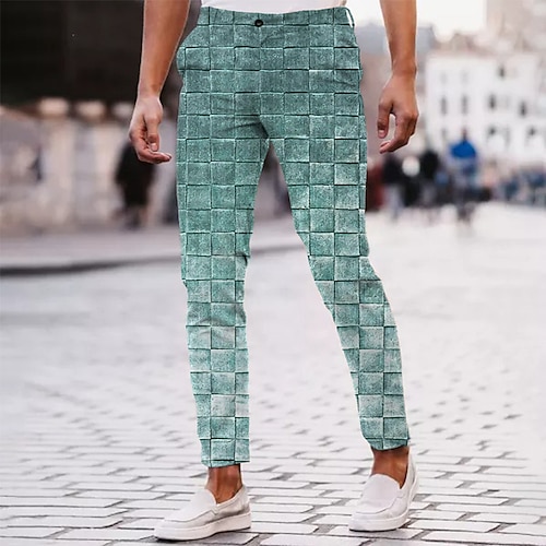 

Men's Chinos Trousers Jogger Pants Chino Pants Pocket 3D Print Graphic Prints Geometry Comfort Soft Office Business Basic Fashion Green Blue