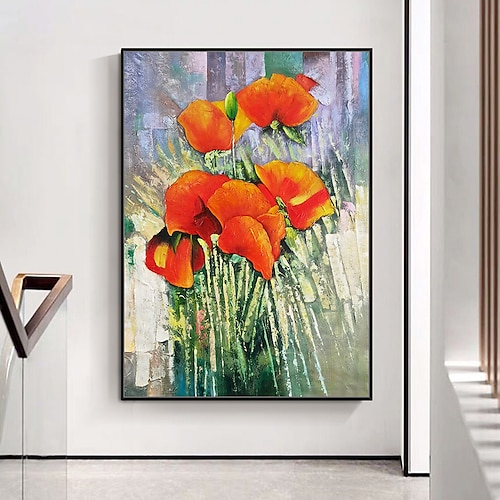 

Mintura Handmade Thick Texture Flowers Oil Painting On Canvas Wall Art Decoration Modern Abstract Picture For Home Decor Rolled Frameless Unstretched Painting
