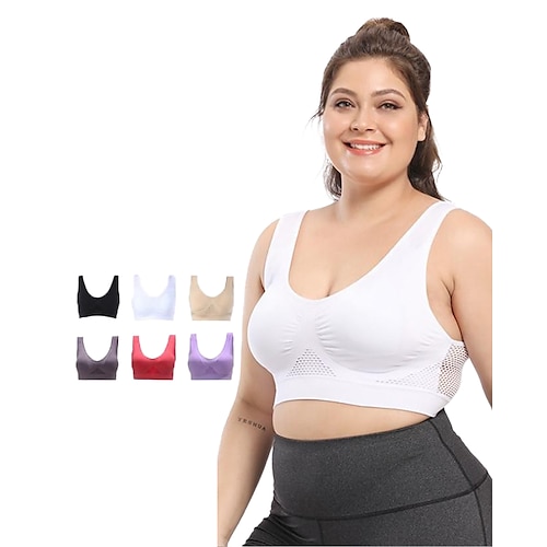 

Plus Size Yoga Running Sports Underwear No Rims Bra Hollow Mesh Quick-dry Shofproof Sports Bra