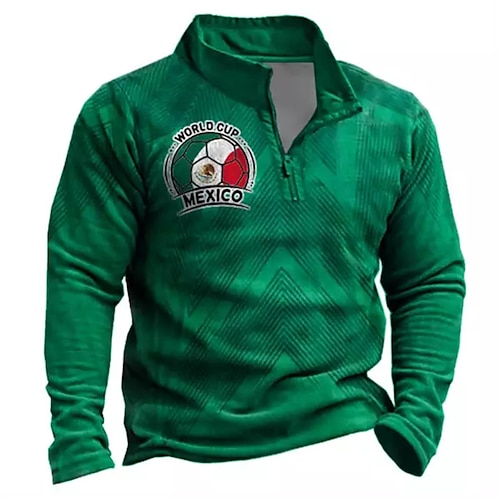 

Men's Zip Up Sweatshirt Pullover Green Half Zip Football Graphic Prints Zipper Print Daily Sports 3D Print Basic Designer Casual Spring Fall Clothing Apparel Hoodies Sweatshirts