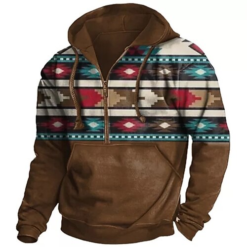 

Men's Pullover Full Zip Hoodie Coffee Hooded Tribal Graphic Prints Zipper Print Casual Daily Sports 3D Print Basic Streetwear Designer Spring & Fall Clothing Apparel Hoodies Sweatshirts