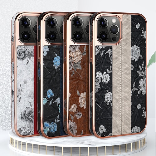 

Phone Case For Apple Back Cover iPhone XR iPhone 13 Pro Max 12 11 Plating Shockproof Flower PU Leather