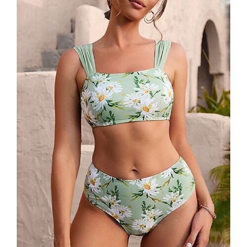 

Women's Swimwear Bikini 2 Piece Normal Swimsuit Slim Plain Multi Color Light Green Camisole Strap Bathing Suits New Vacation Fashion / Sexy