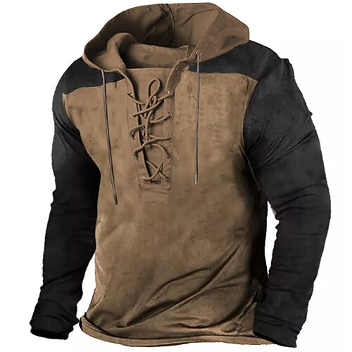 

Herren Hoodie Sweatshirt Kapuze Zur Seite fahren Braun Mit Kapuze Farbblock Grafik-Drucke mit Schnürung Bedruckt Casual Täglich Sport 3D-Druck Basic Strassenmode Designer Frühling Herbst Bekleidung