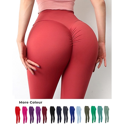 Women's Leggings Scrunch Butt Seamless Bootcut Butt Lift Workout Yoga  Fitness Pilates Tights Coral Red Gray Purple Pink Purple Spandex Winter  Sports A