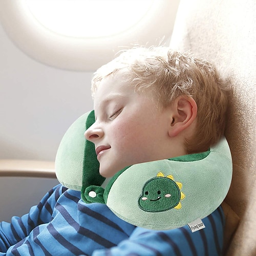 

Hump U-Shaped Pillow Green Dinosaur Embroidery Neck Pillow Office Nap Pillow for Airplane,Car,Train,Road Trip,Office Nap,Gift Choice