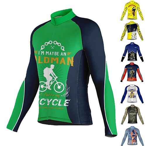 

Men's Cycling Jersey Long Sleeve Bike Jersey Top with 3 Rear Pockets Mountain Bike MTB Road Bike Cycling Breathable Quick Dry Moisture Wicking Reflective Strips Green Yellow Army Green Graphic Spandex