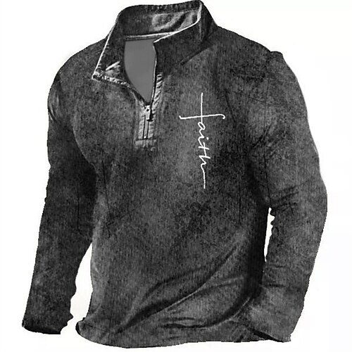 

Men's Zip Up Sweatshirt Pullover Quarter Zipper Sweatshirt Army Green Brown Navy Blue Gray Half Zip Letter Graphic Prints Zipper Print Daily Sports 3D Print Basic Designer Casual Spring & Fall