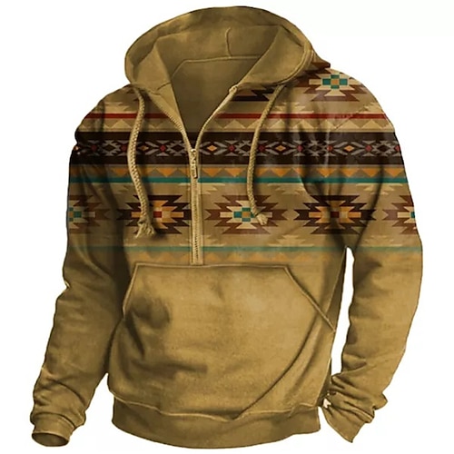 

Men's Pullover Full Zip Hoodie Brown Hooded Tribal Graphic Prints Zipper Print Casual Daily Sports 3D Print Basic Streetwear Designer Spring Fall Clothing Apparel Hoodies Sweatshirts