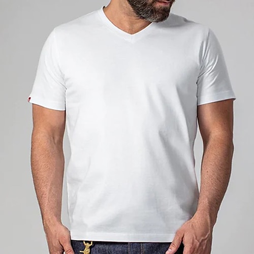 

Men's T shirt Tee Solid Colored V Neck Sports Holiday Short Sleeve Clothing Apparel Basic Casual Comfortable