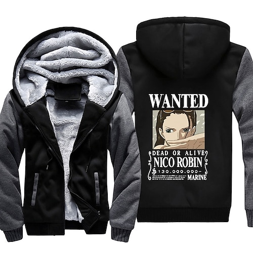 

Inspired by One Piece Nico Robin Hoodie Outerwear Sherpa Jacket Anime Graphic Outerwear For Men's Women's Unisex Adults' Hot Stamping 100% Polyester Casual Daily