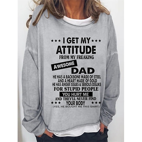 

Women's Plus Size Tops Pullover Sweatshirt Active Streetwear Letter Print Long Sleeve Crew Neck Vintage Casual Holiday Daily Vacation Rayon Winter Fall Black khaki