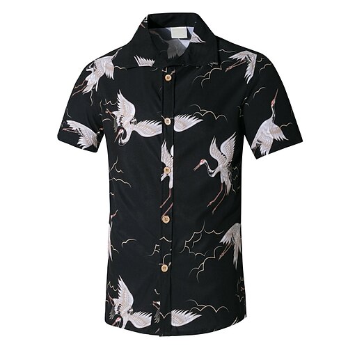 

Men's Summer Hawaiian Shirt Graphic Animal Turndown Black Outdoor Casual Short Sleeve Print Clothing Apparel Fashion Beach