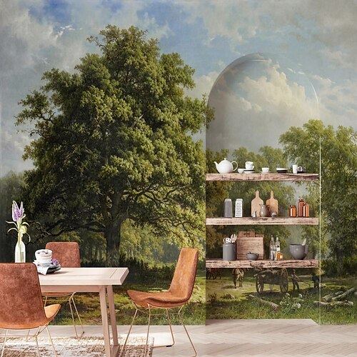 

Landscape Wallpaper Mural Green Forests Wall Covering Sticker Peel and Stick Removable PVC/Vinyl Material Self Adhesive/Adhesive Required Wall Decor for Living Room Kitchen Bathroom