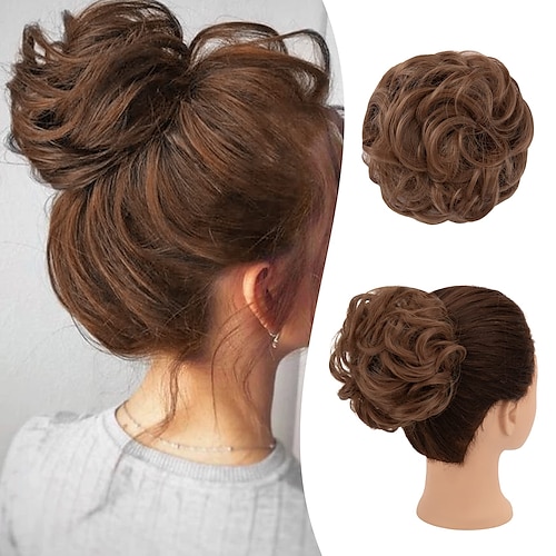 

Messy Bun Hair Piece Instant Rose Bun Hair Scrunchie Hairpieces for Women Wavy Curly Hair Pieces Chignon Ponytail Hair Extensions Updo Hairpiece Wiglet Bun