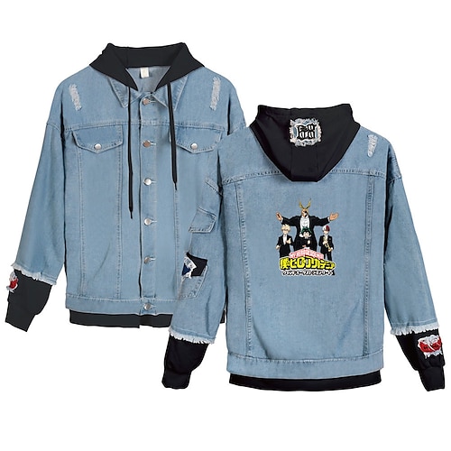 

Inspired by My Hero Academia Bakugou Katsuki Deku Anime Cartoon Manga Anime Denim Jacket Harajuku Kawaii Coat For Men's Women's Unisex Adults' Hot Stamping Denim