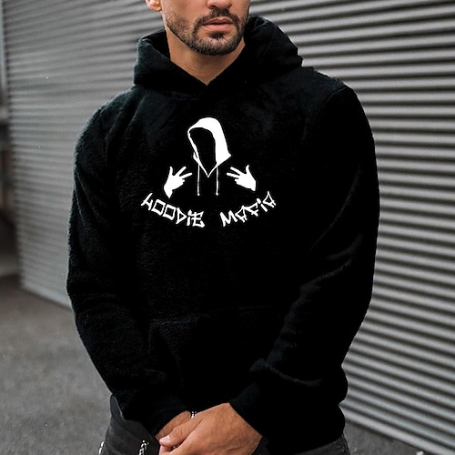 

Men's Hoodie Black Hooded Graphic Letter Print Sports & Outdoor Streetwear Cool Designer Casual Winter Fall Clothing Apparel Hoodies Sweatshirts Long Sleeve / Spring