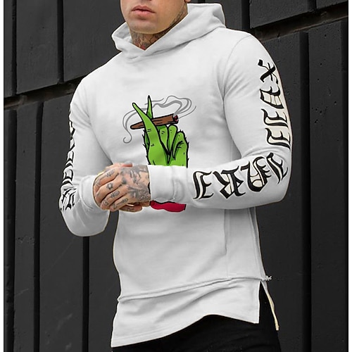 

Men's Hoodie Pullover Hoodie Sweatshirt Yellow White Hooded Graphic Prints Elf Print Sports & Outdoor Daily Sports Hot Stamping Basic Designer Casual Fall Spring Clothing Apparel Hoodies Sweatshirts