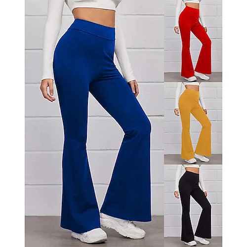 

Women's Flare Leg Pants Yoga Style High Waist Quick Dry Pilates Dance Pants Bottoms Black Blue Yellow Sports Activewear Stretchy Slim / Athletic