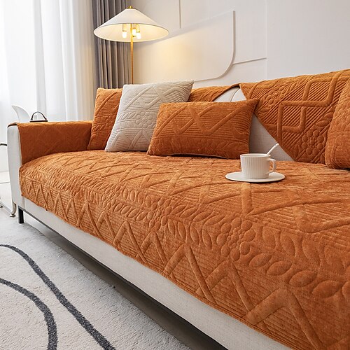 

Sofa Cover Couch Slipcover Sectional Couch Covers Burnt Orange Anti-Slip Sofa Cushion Mat for Dogs Cats Pet Love Seat 3 Cushion Couch Cover (Only 1 Piece/Not All Set)