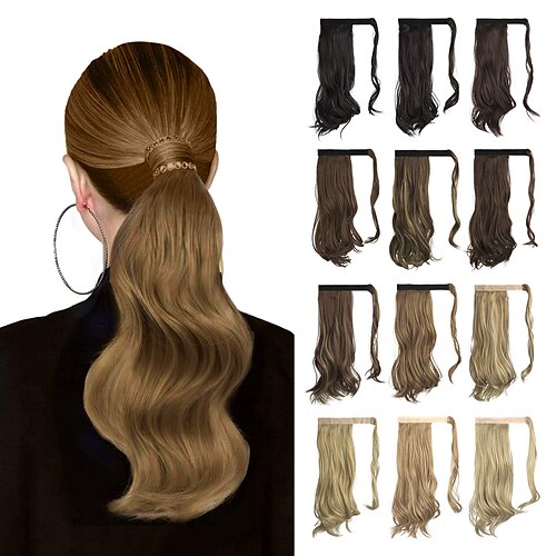 Curly Ponytail Extension 15 Inch Heat Resistant Synthetic Natural Wavy  Hairpiece Wrap Around Pony Tail Hair Extensions for White Black Women Hair  Piece Dark Brown 2023 - US $