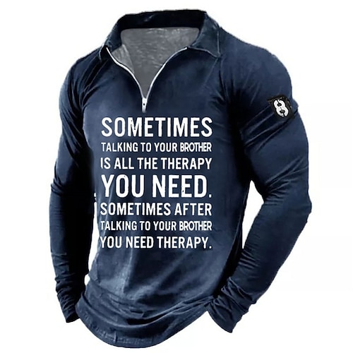 

Men's Polo Shirt Golf Shirt Letter Graphic Prints Turndown Green Black Blue Gray 3D Print Outdoor Street Long Sleeve Zipper Print Clothing Apparel Fashion Designer Casual Soft
