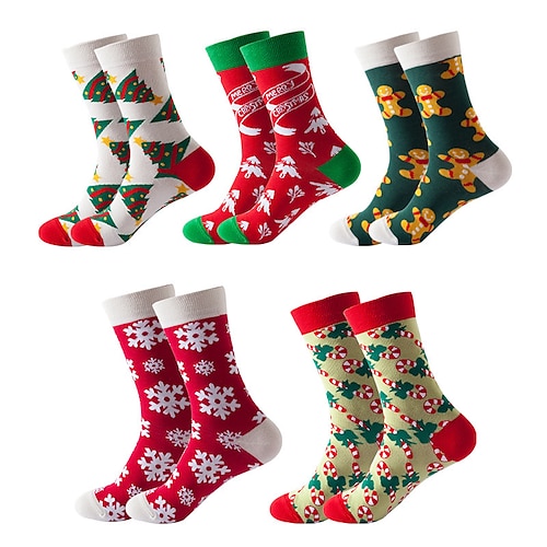 

Men's Women's Crew Socks Party Christmas Daily Color Block Multi Color Polyester Acrylic Fibers Sporty Simple Cosplay Warm Casual 3 Pairs