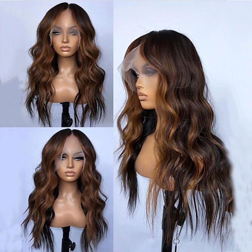 

Unprocessed Virgin Hair 13x4 Lace Front Wig Free Part Brazilian Hair Wavy Multi-color Wig 130% 150% Density with Baby Hair Highlighted / Balayage Hair Natural Hairline 100% Virgin Pre-Plucked For