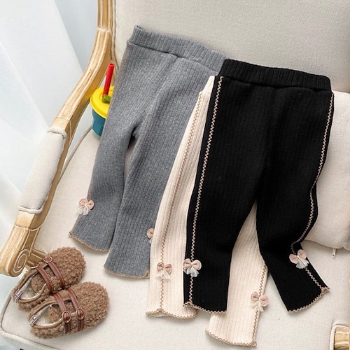 

Toddler Girls' Leggings Solid Color Fashion Outdoor 3-7 Years Winter Black Beige Grey