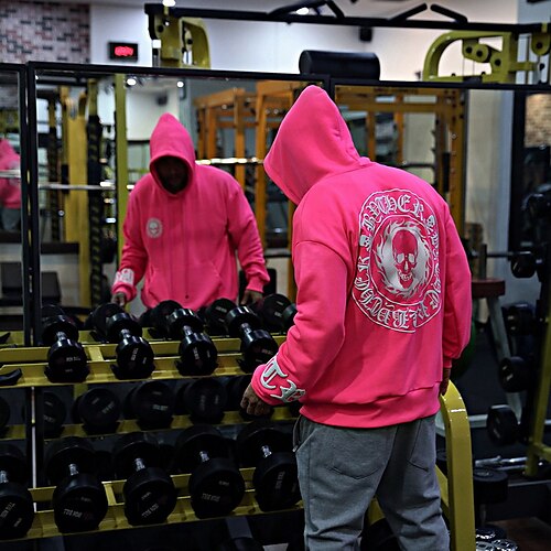 

Men's Hoodie Sweatshirt Long Sleeve Top Athletic Athleisure Winter Thermal Warm Breathable Soft Running Jogging Training Sportswear Activewear Skull Black Fuchsia Gray / Micro-elastic