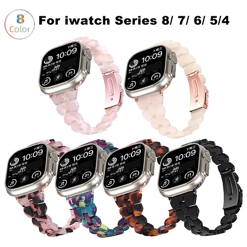 

1PC Smart Watch Band Compatible with Apple iWatch 38/40/41mm 42/44/45/49mm Ultra Series 8 7 6 5 4 3 2 1 SE Jewelry Bracelet for iWatch Smartwatch Strap Wristband Resin Breathable Quick Release