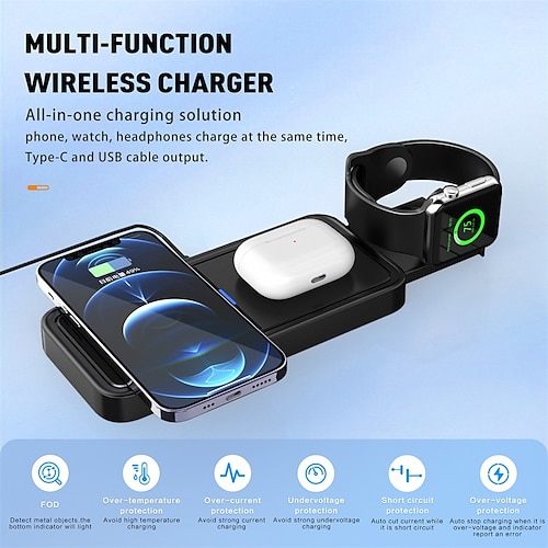 

4 In 1 Wireless Charger 15 W Output Power Wireless Charging Station Wireless Charging Stand CE Certified Fast Wireless Charging For Apple Watch Cellphone