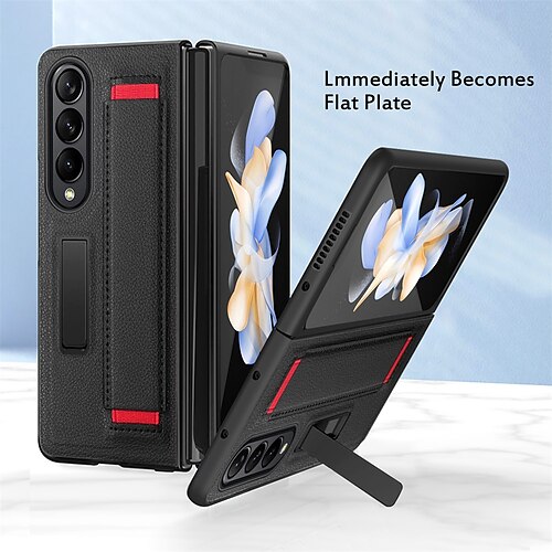 

Phone Case For Samsung Galaxy Flip Z Fold 4 Bumper Frame Full Body Protective Dustproof Solid Colored PU Leather