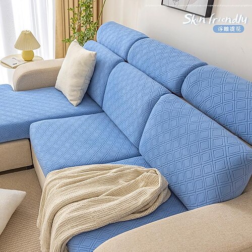 

Stretch Sofa Seat Cover Cushion Slipcover Elastic Sectional Couch Armchair Loveseat 4 or 3 Seater Grey Plain Solid Soft Durable Washable