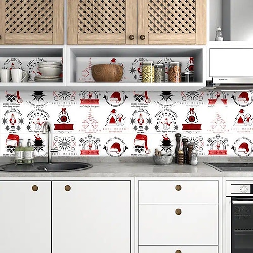 

10pcs Christmas Tile Sticker, Self-adhesive Waterproof Wall Sticker, Removable Wallpaper