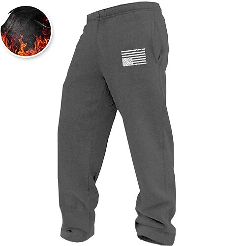 

Men's Fleece Pants Sweatpants Winter Pants Trousers Pocket Drawstring Elastic Waist National Flag Comfort Warm Daily Holiday Going out Sports Fashion Dark Gray Micro-elastic
