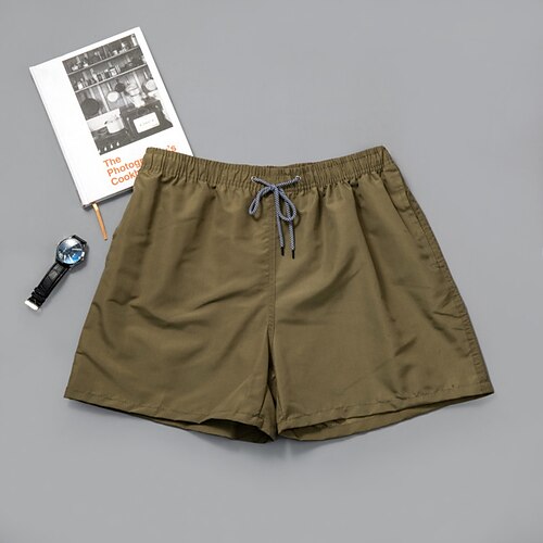 

Men's Swim Shorts Swim Trunks Board Shorts Pocket Drawstring Elastic Waist Solid Color Comfort Breathable Short Casual Daily Beach Fashion Streetwear Dark Khaki Green