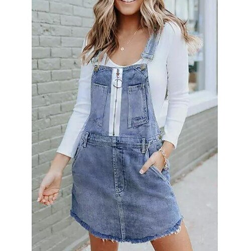 

Women's Jeans Denim Blue High Waist Streetwear Casual Going out Casual Daily Pocket Knee Length Outdoor Solid Colored S M L XL 2XL