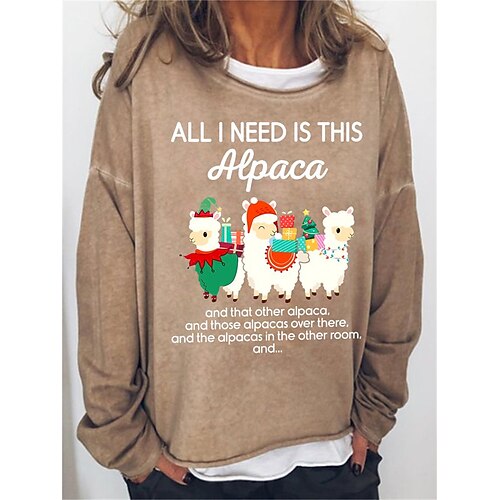 

Women's Sweatshirt Pullover Basic Green Black Blue Graphic Christmas Round Neck Long Sleeve S M L XL 2XL 3XL