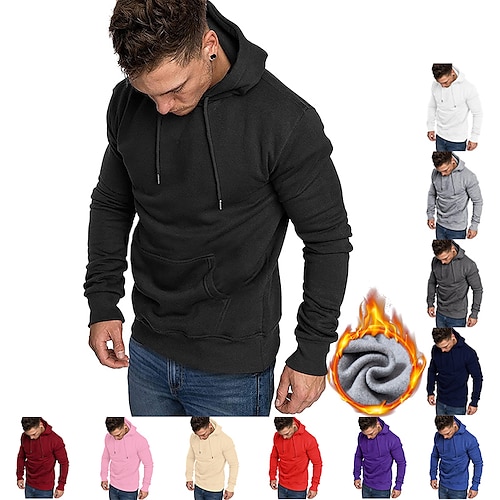 

Voor heren Trui met capuchon Stoppen Zwart Paars Blozend Roze Geel Licht Grijs Capuchon Effen Kleur Werk Sport & Outdoor Casual Stoer Sportkleding Werk Winter Herfst winter Kleding Hoodies Sweatshirts